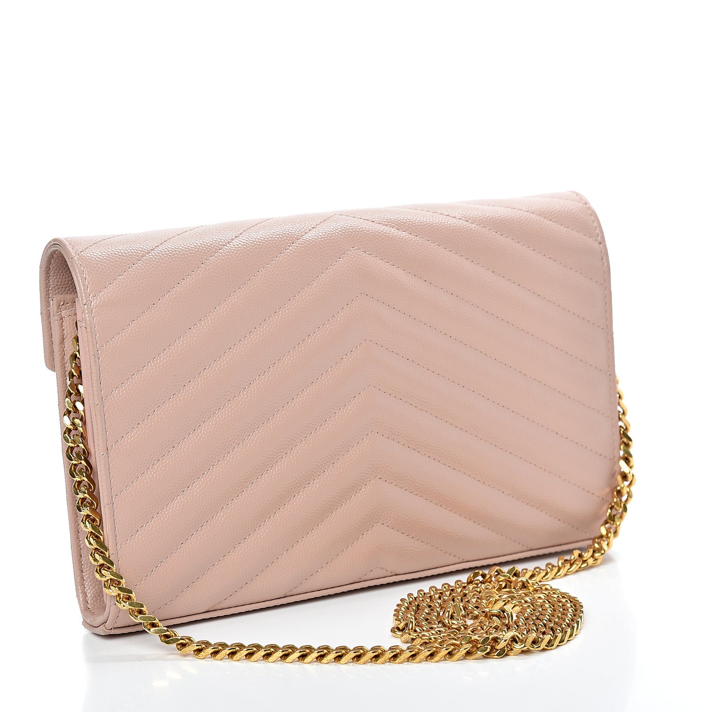 Grain De Poudre Matelasse Chevron Monogram Chain Wallet Rose Antic