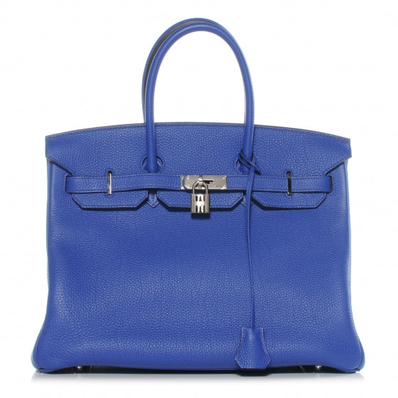 Togo Bi Color Horseshoe Birkin 35 Bleu Electrique and Iris