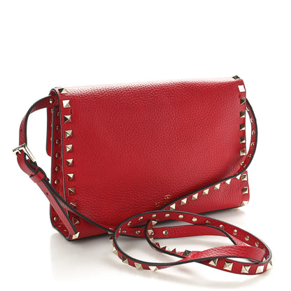 Valentino Garavani Pebbled Calfskin Medium Rockstud Flip Lock Crossbody Bag Rouge Pur 3 of 9