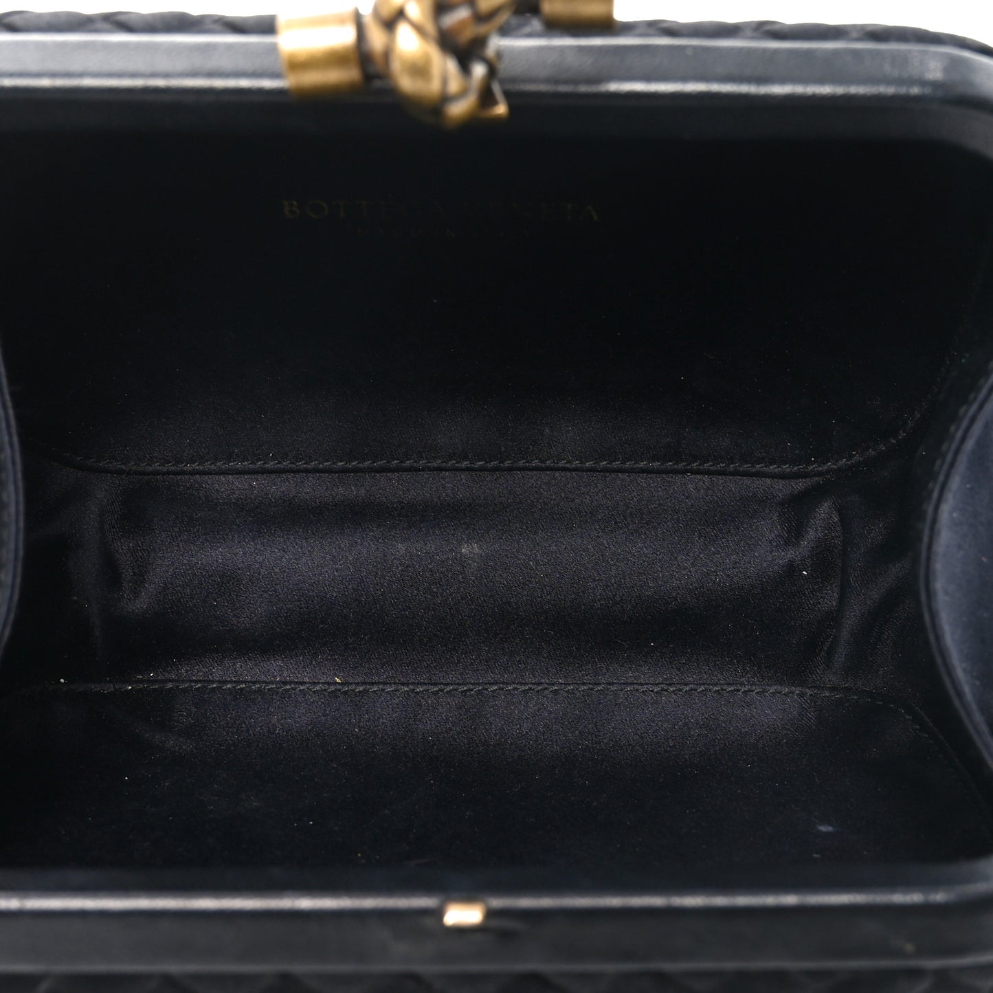 Satin Intreccio Impero Knot Clutch Black