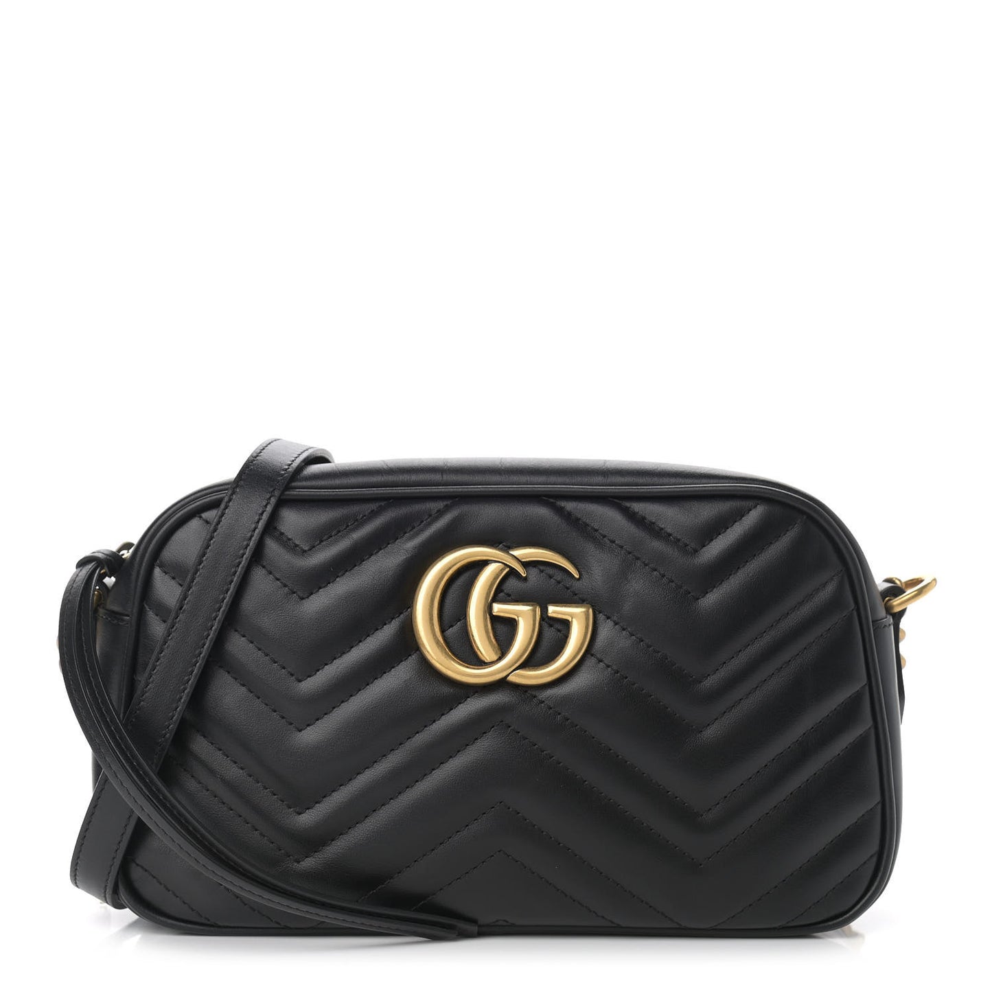 Calfskin Matelasse Small GG Marmont Chain Shoulder Bag Black