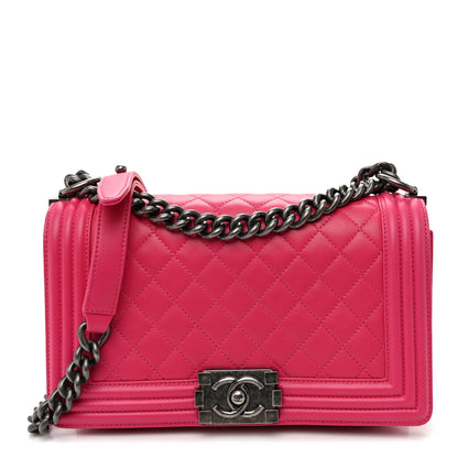 Chanel Lambskin Quilted Medium Boy Flap Dark Pink 1 of 11