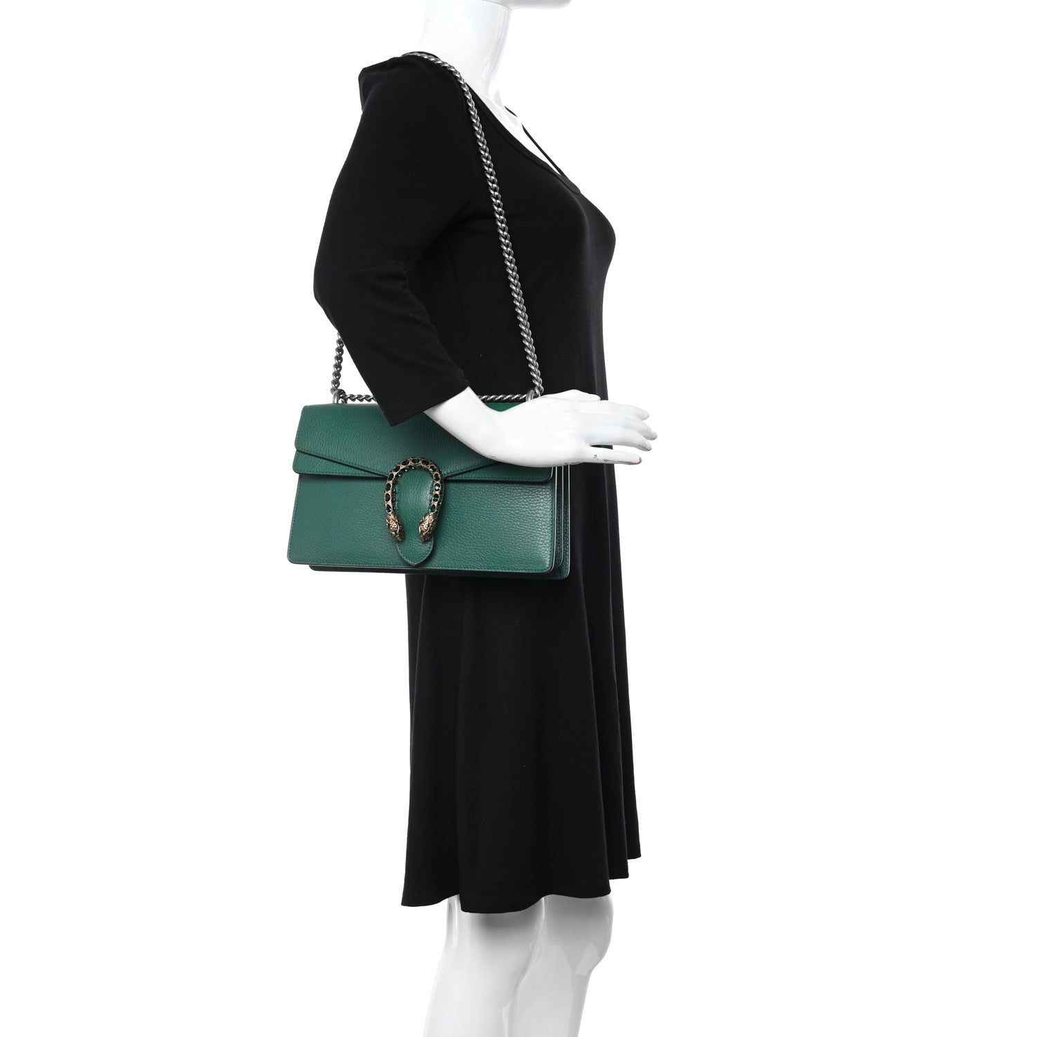 Gucci Pebbled Calfskin Small Dionysus Shoulder Bag Emerald 2 of 11
