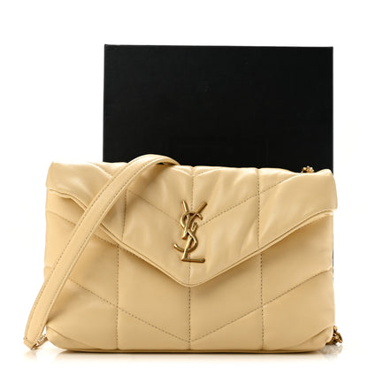 Saint Laurent Lambskin Quilted Toy Loulou Puffer Monogram Chain Satchel Jaune Pale 11 of 11