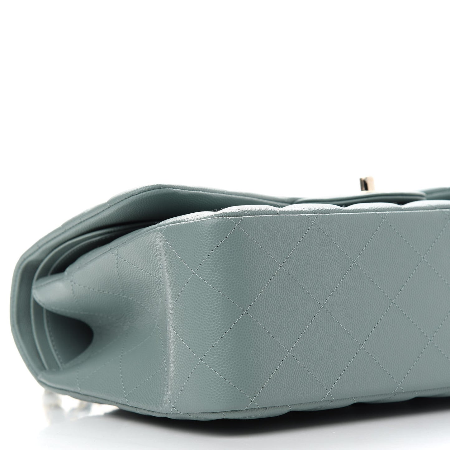Caviar Quilted Jumbo Double Flap Dark Green