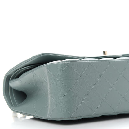Chanel Caviar Quilted Jumbo Double Flap Dark Green 8 of 9