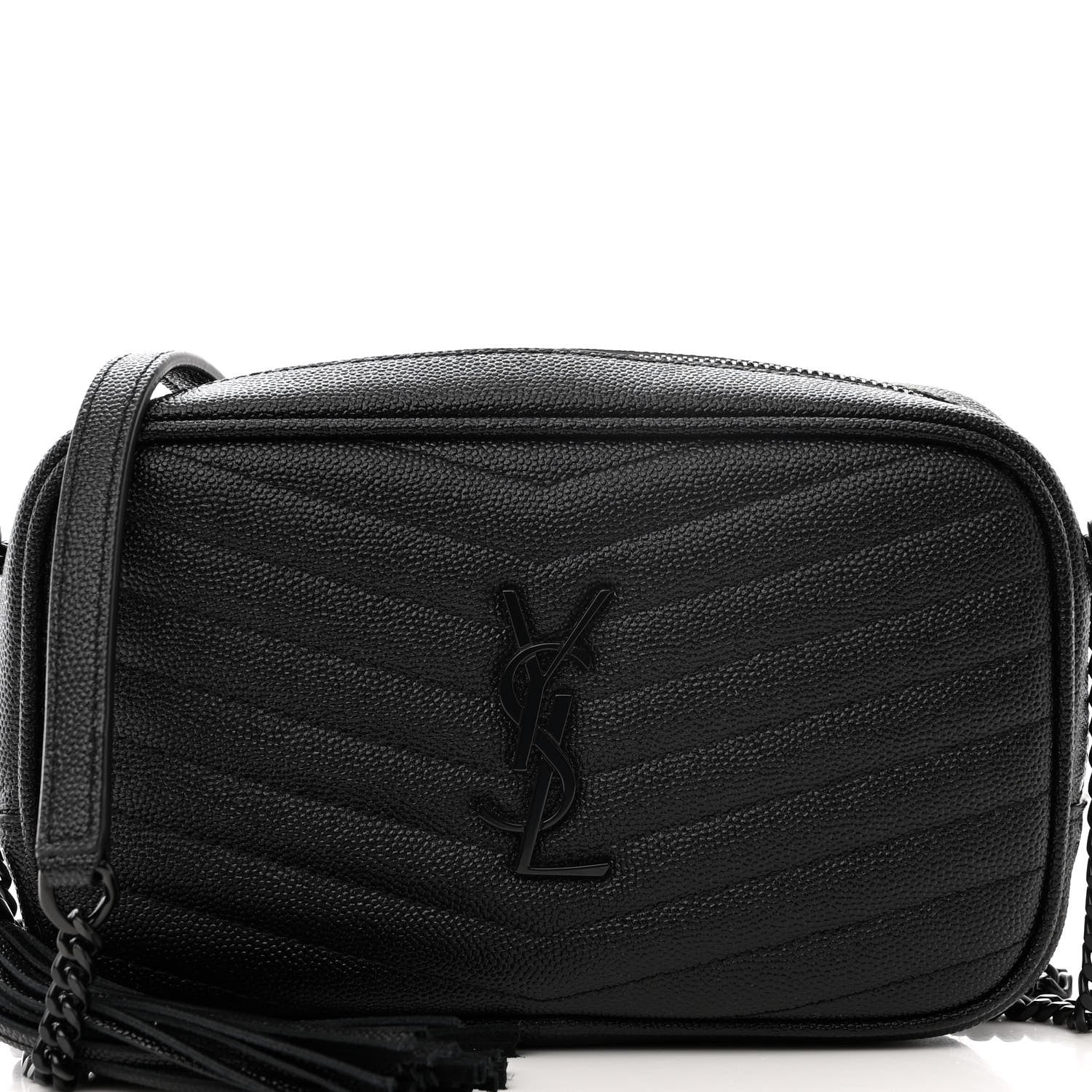 Saint Laurent Grain De Poudre Matelasse Monochrome Monogram Mini Lou Camera Bag Black 8 of 11