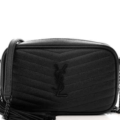Saint Laurent Grain De Poudre Matelasse Monochrome Monogram Mini Lou Camera Bag Black 8 of 11