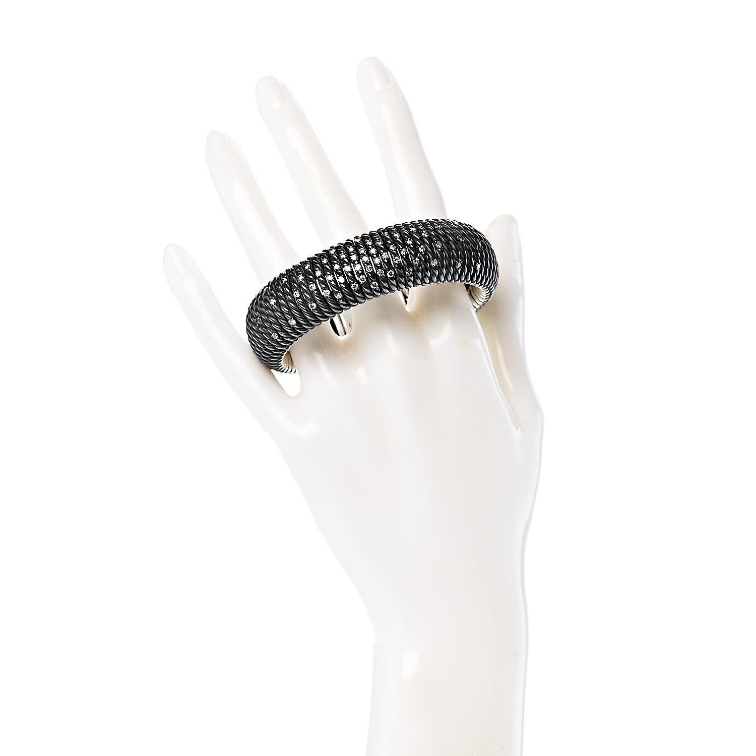 David Yurman Darkened Sterling Silver Diamond 20mm Tempo Bracelet 2 of 4