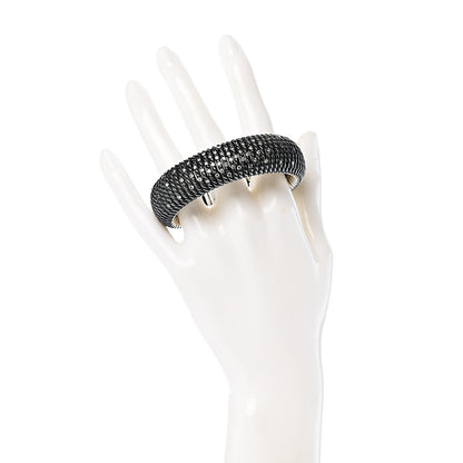 David Yurman Darkened Sterling Silver Diamond 20mm Tempo Bracelet 2 of 4