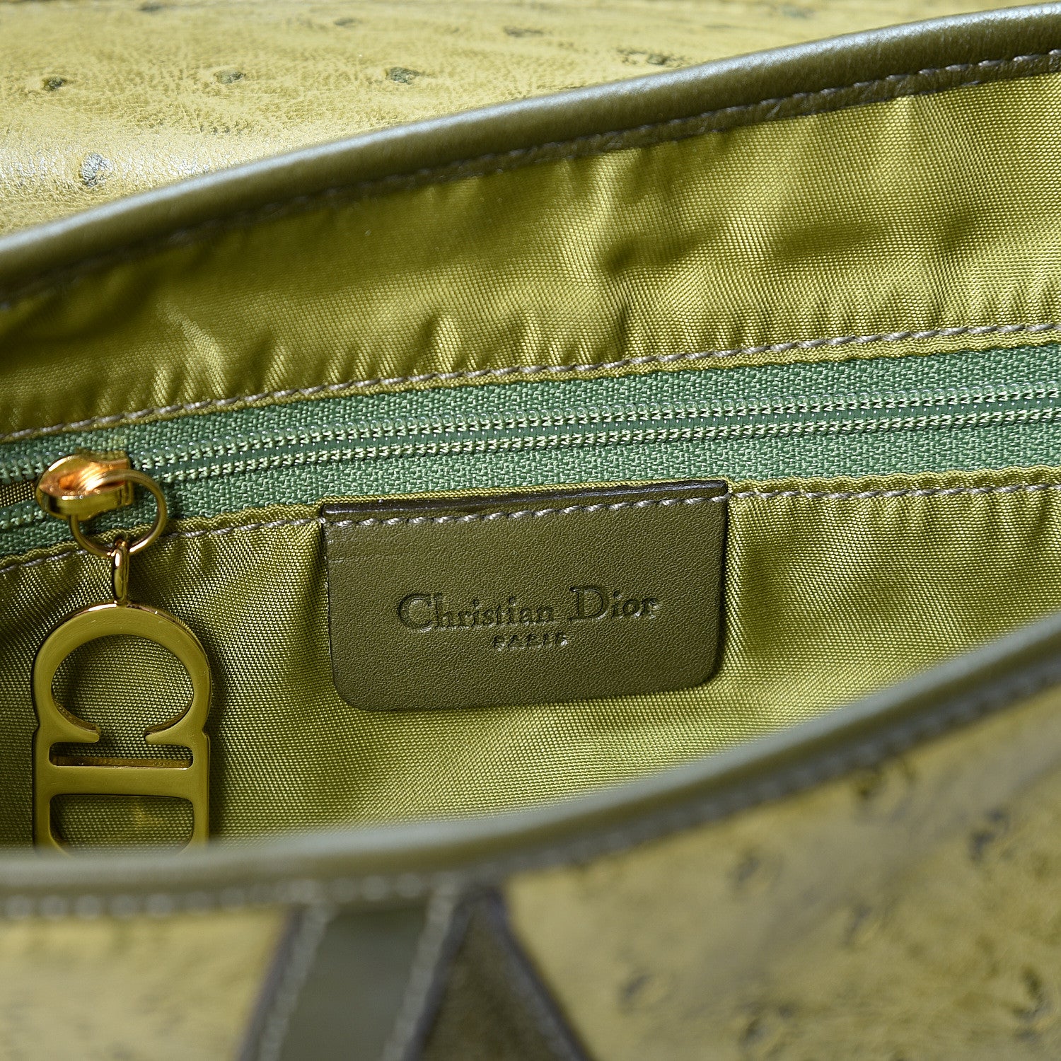 Christian Dior Ostrich Double Saddle Bag Green 5 of 9