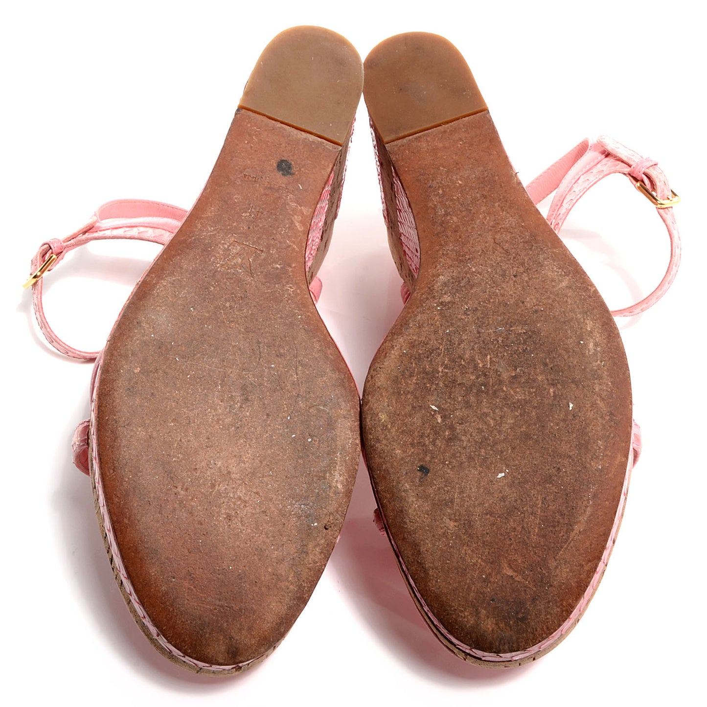 Python Leather Wedge Sandals 41 Pink