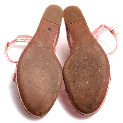 Louis Vuitton Python Leather Wedge Sandals 41 Pink 4 of 5