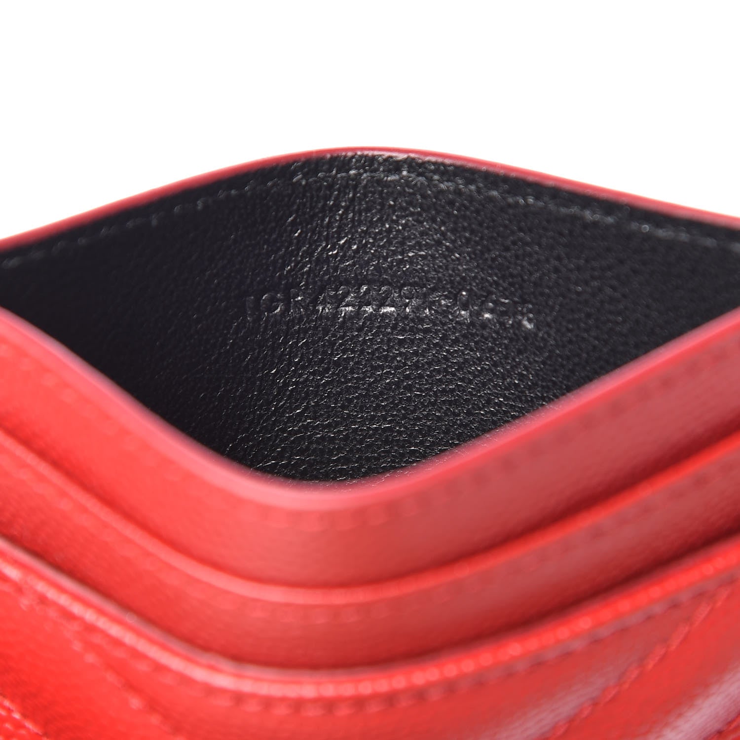 Saint Laurent Grain De Poudre Matelasse Chevron Monogram Credit Card Case New Red 7 of 10