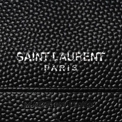 Saint Laurent Grain De Poudre Matelasse Chevron Monogram Chain Wallet Black 7 of 12