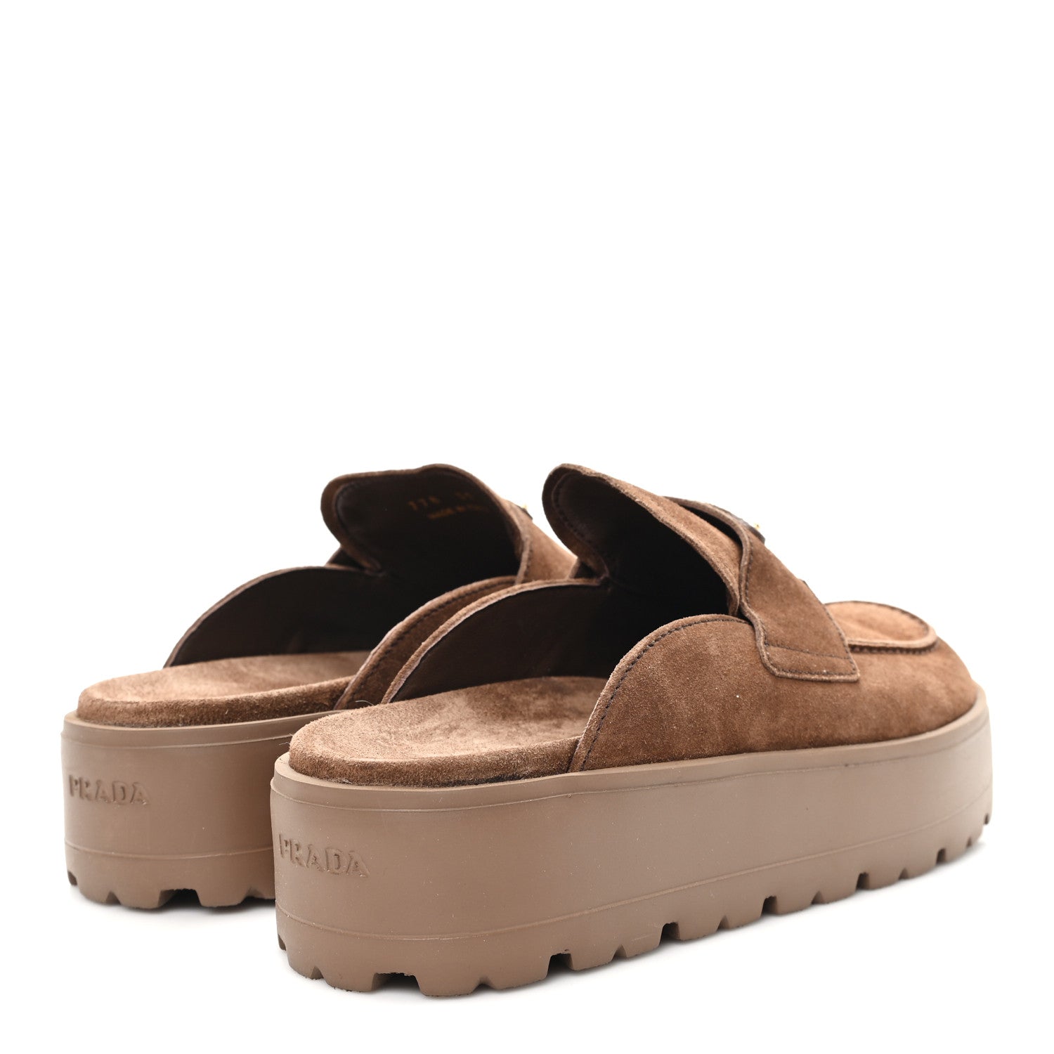 Prada Suede Scamosciato Flatform Mules 39 Cacao 5 of 9