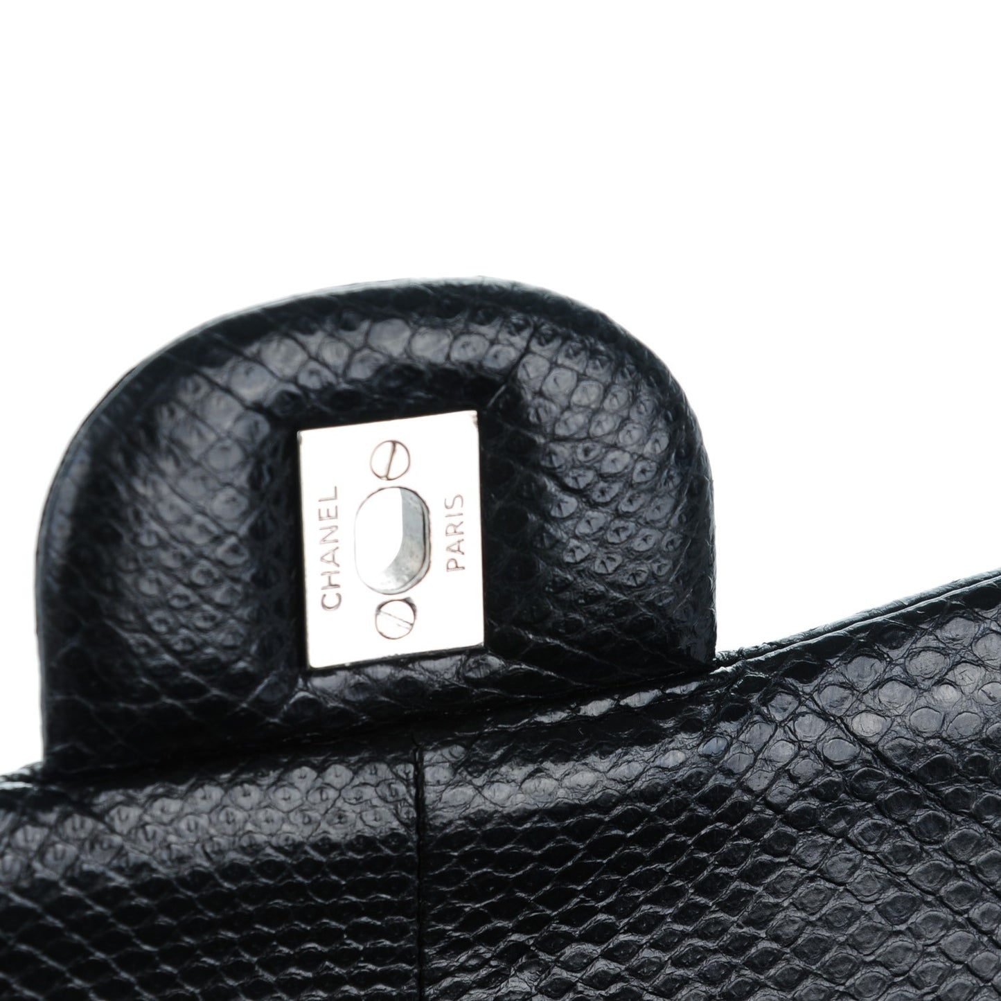 Lizard Quilted Jumbo Double Flap Black