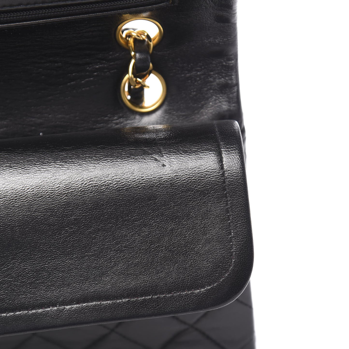Lambskin Quilted Medium Double Flap Black