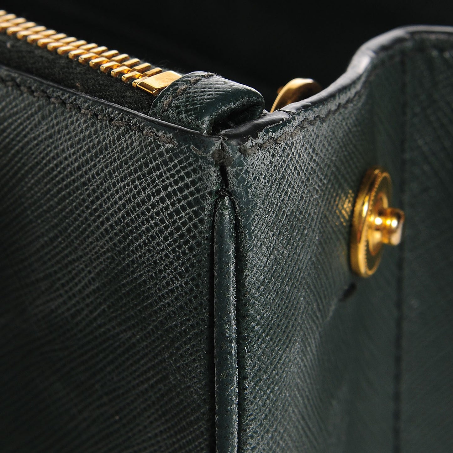 Saffiano Lux Small Double Zip Tote Smeraldo