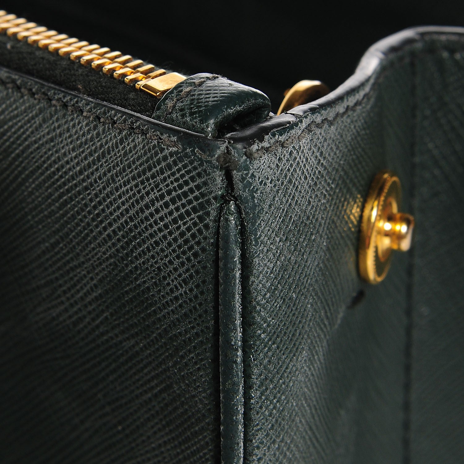 Prada Saffiano Lux Small Double Zip Tote Smeraldo 12 of 14