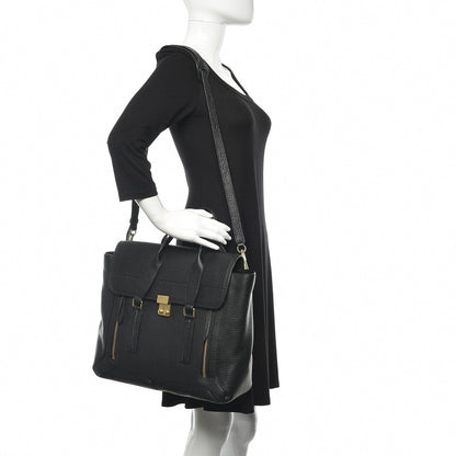 3.1 Phillip Lim 3.1 Textured Calfskin Large Pashli Satchel Black 2 of 13