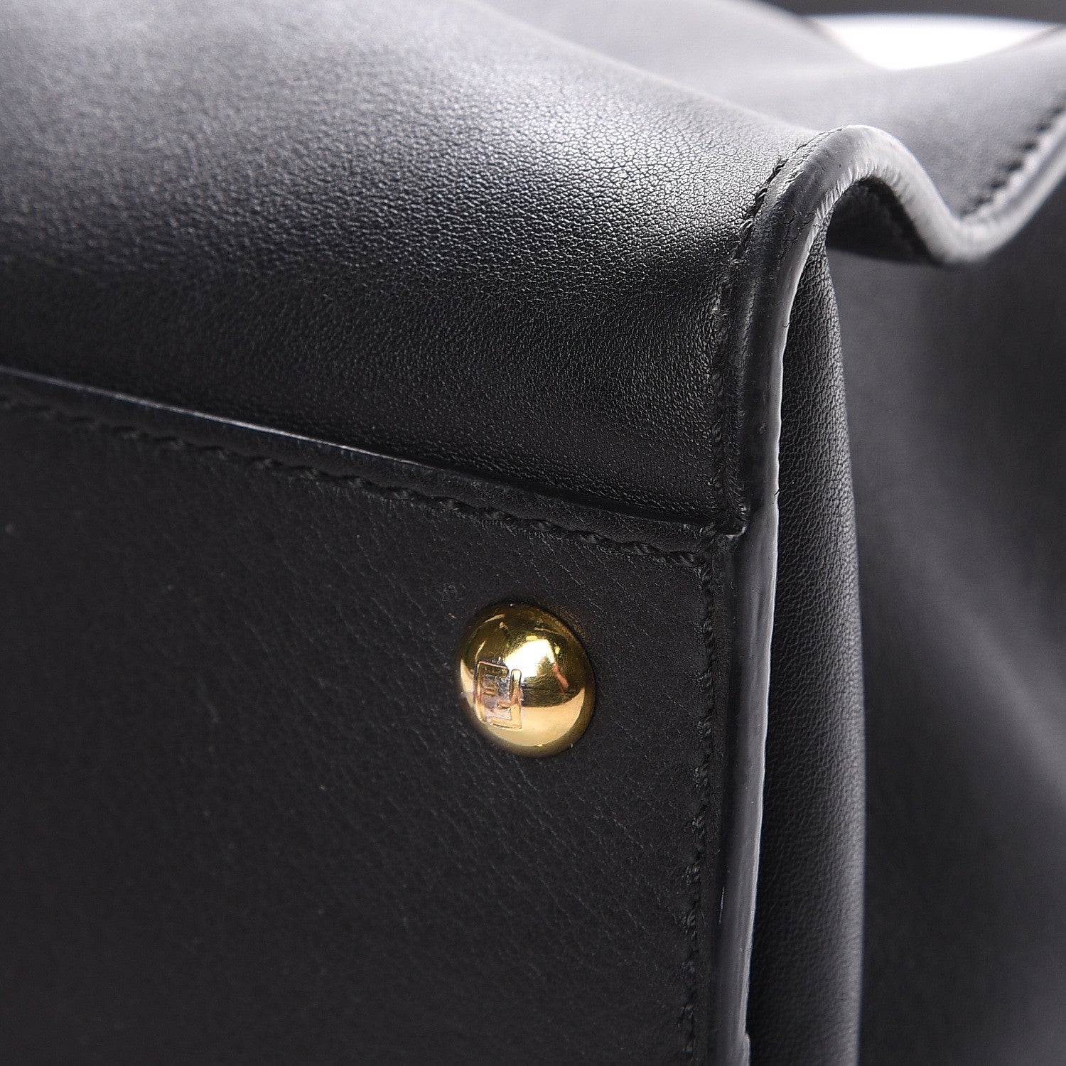 Fendi Vitello Seta Shiny Nappa Medium Peekaboo Iconic Satchel Black 17 of 22