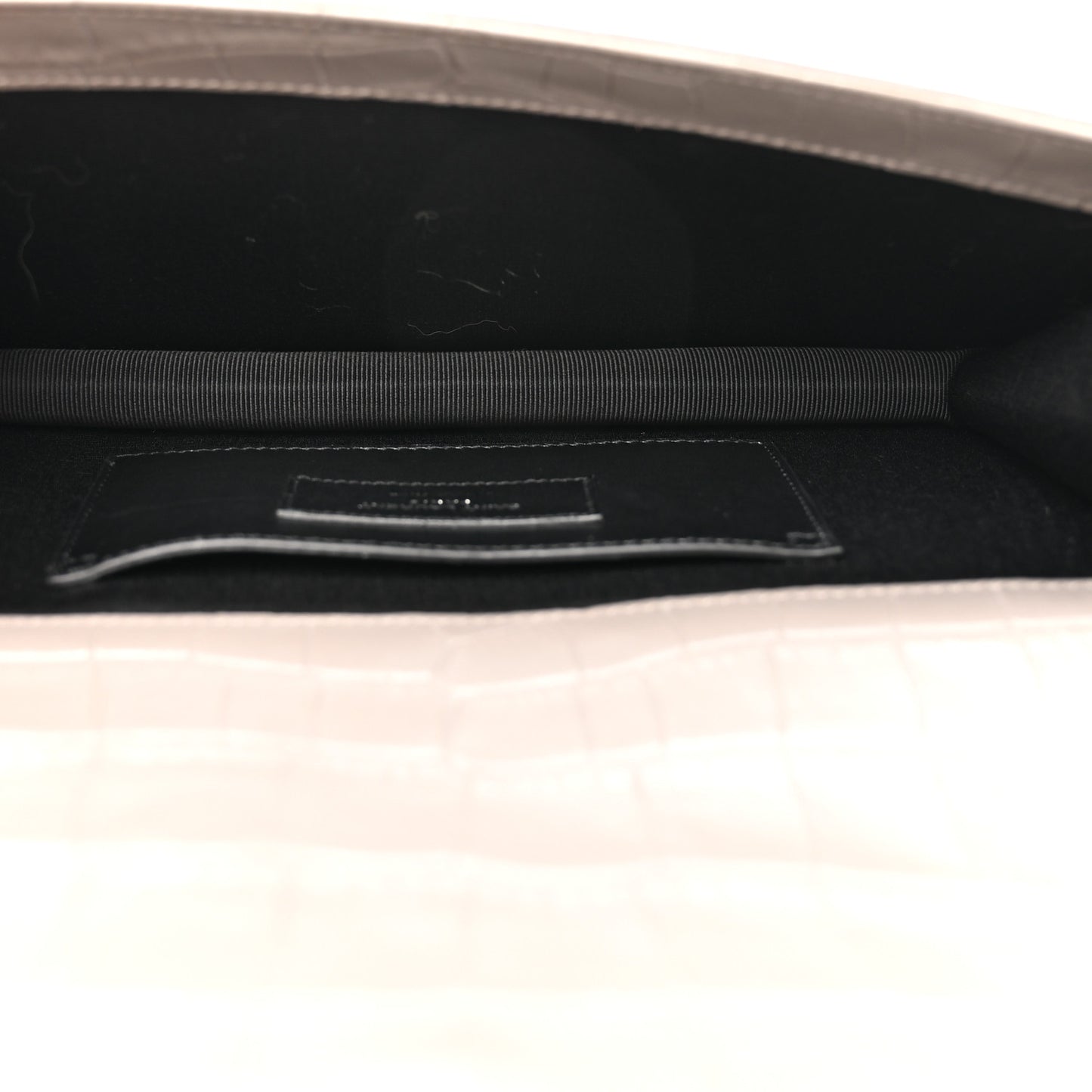 Croc Embossed Calfskin Classic Kate Monogram Clutch Fog