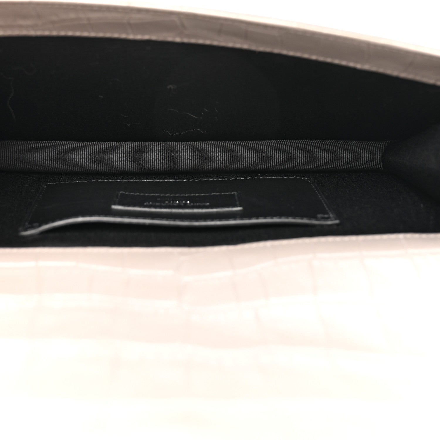 Saint Laurent Croc Embossed Calfskin Classic Kate Monogram Clutch Fog 5 of 10