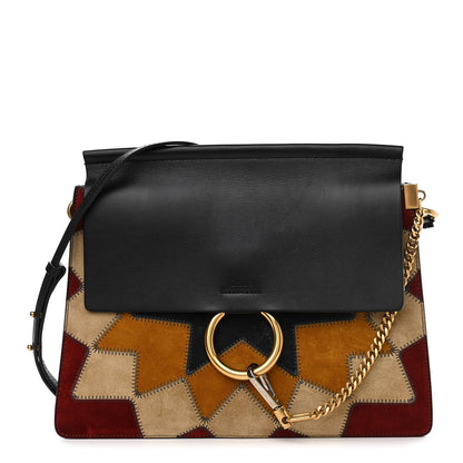 Chloe Suede Wonder Woman Patchwork Medium Faye Shoulder Bag Black 1 of 12