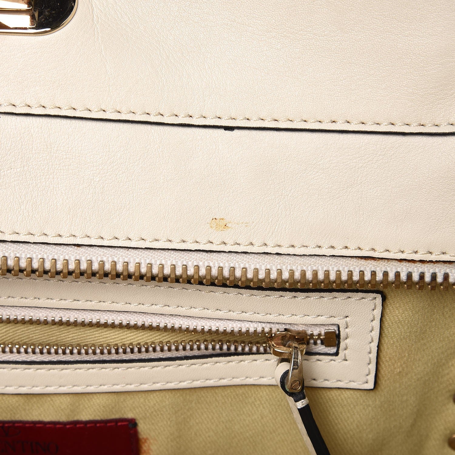 Valentino Garavani Vitello Rockstud Double Handle Tote Ivory 12 of 13