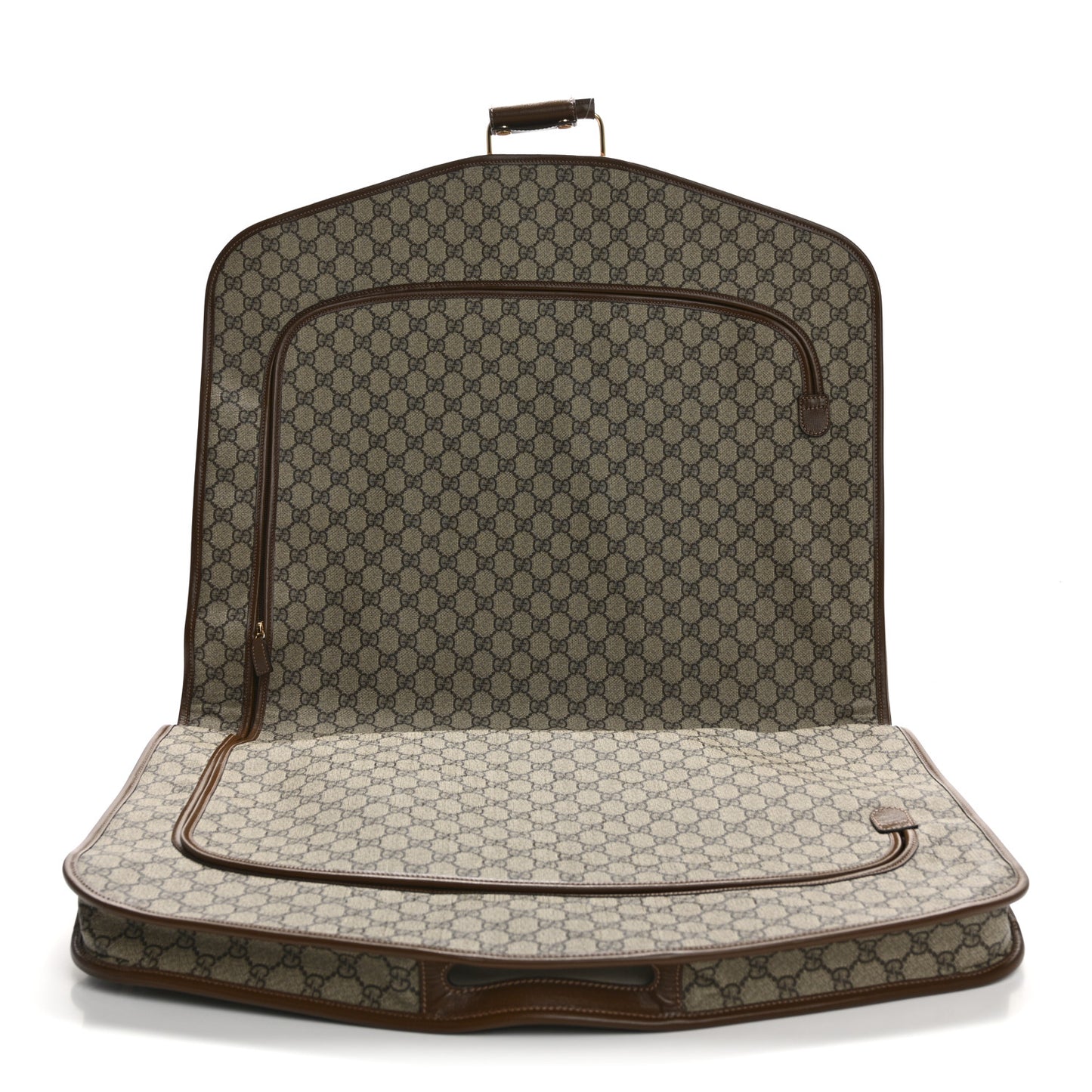 GG Supreme Monogram Azalea Calfskin Retro Interlocking G Hanger Garment Bag Beige Ebony Brown Sugar