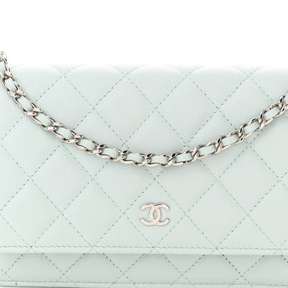 Chanel Caviar Quilted Wallet on Chain WOC Light Blue 9 of 11