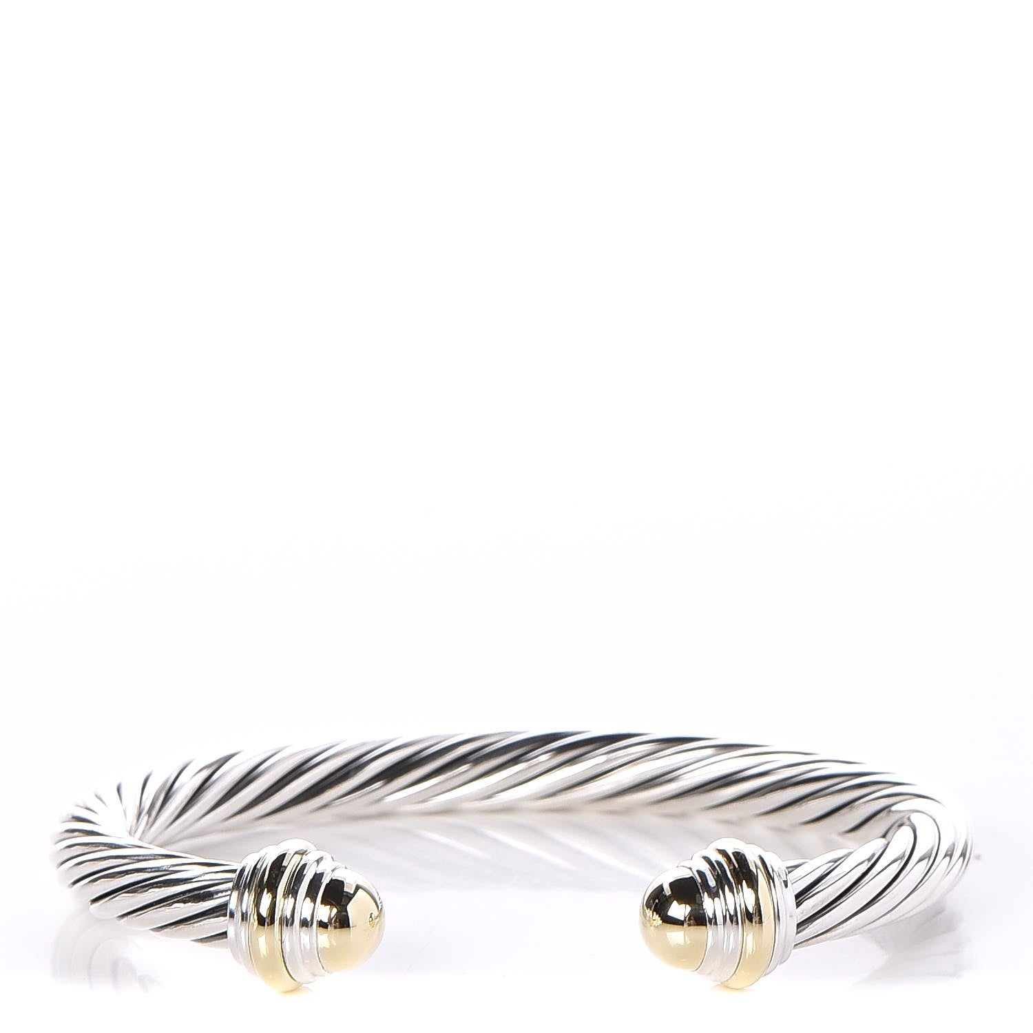 David Yurman Sterling Silver 14K Yellow Gold 7mm Cable Classics Bracelet 1 of 4