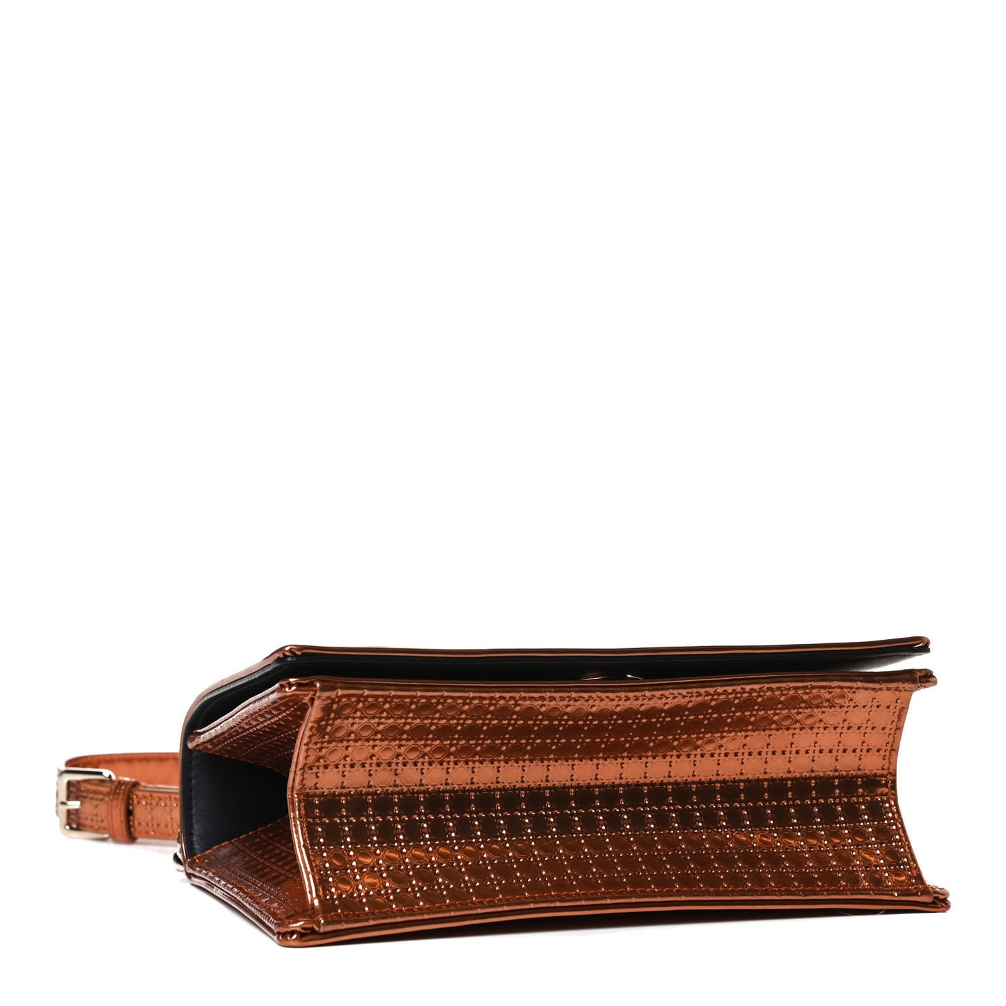 Metallic Patent Micro-Cannage Medium Diorama Flap Bag Orange