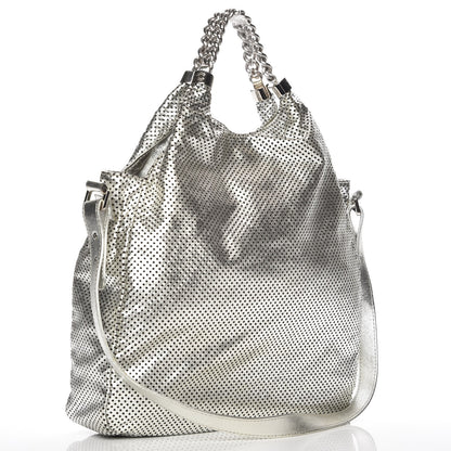 Chanel Metallic Glazed Calfskin Perforated Medium Rodeo Drive Tote Silver 4 of 8