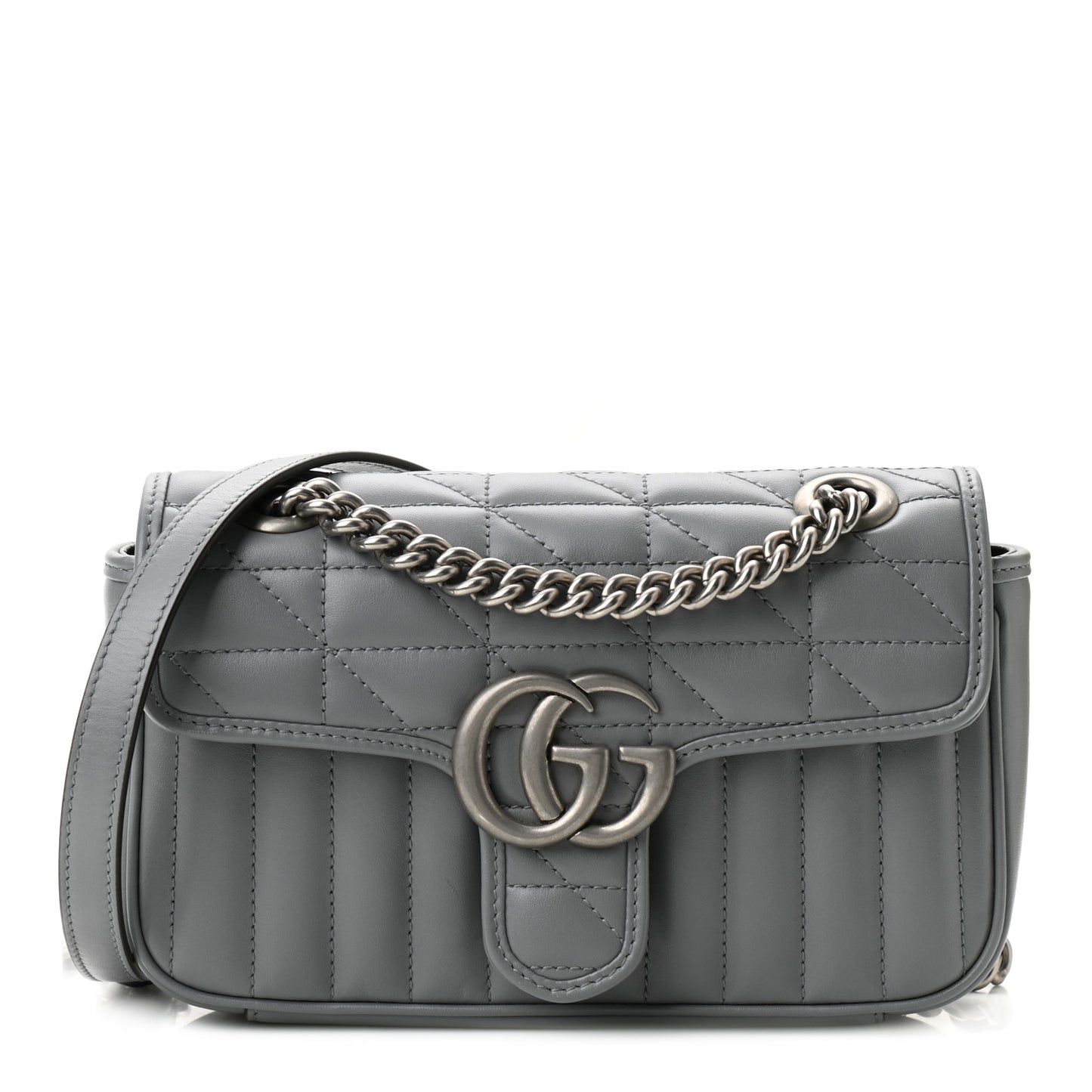 Calfskin Matelasse Aria Mini GG Marmont Shoulder Bag Deep Grey