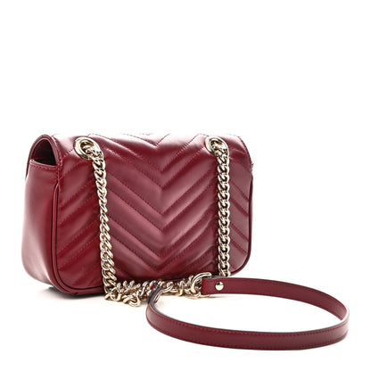 Gucci Calfskin Matelasse Mini GG Marmont Shoulder Bag Rosso Ancora 3 of 11
