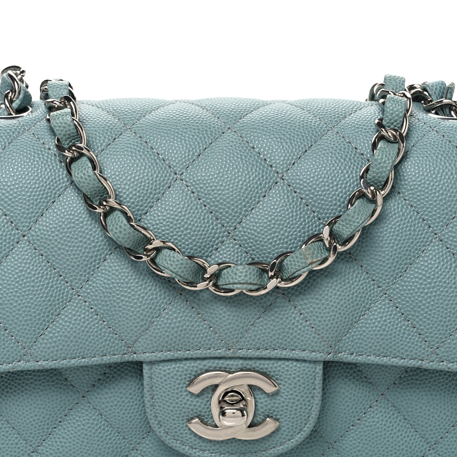 Chanel Caviar Quilted Mini Rectangular Flap Blue 8 of 10