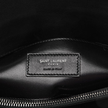 Saint Laurent Sheepskin Matelasse Chevron Monogram Medium College Bag Black 6 of 9