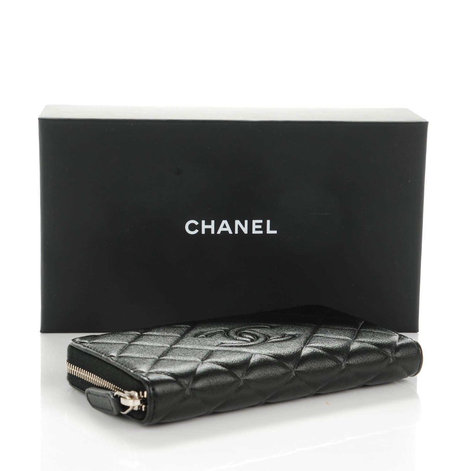 Chanel Calfskin Quilted Small Diamond CC Zip Around Wallet Black 4 of 8