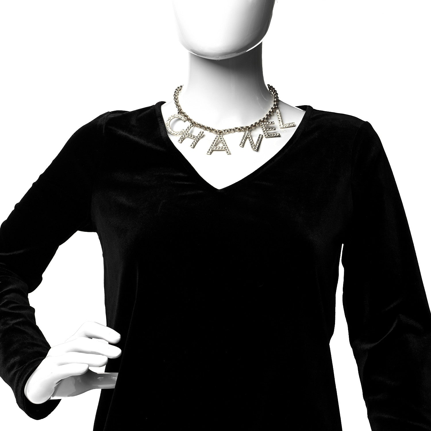 Chanel Crystal City of Lights Letter Chain Necklace Gold 2 of 5