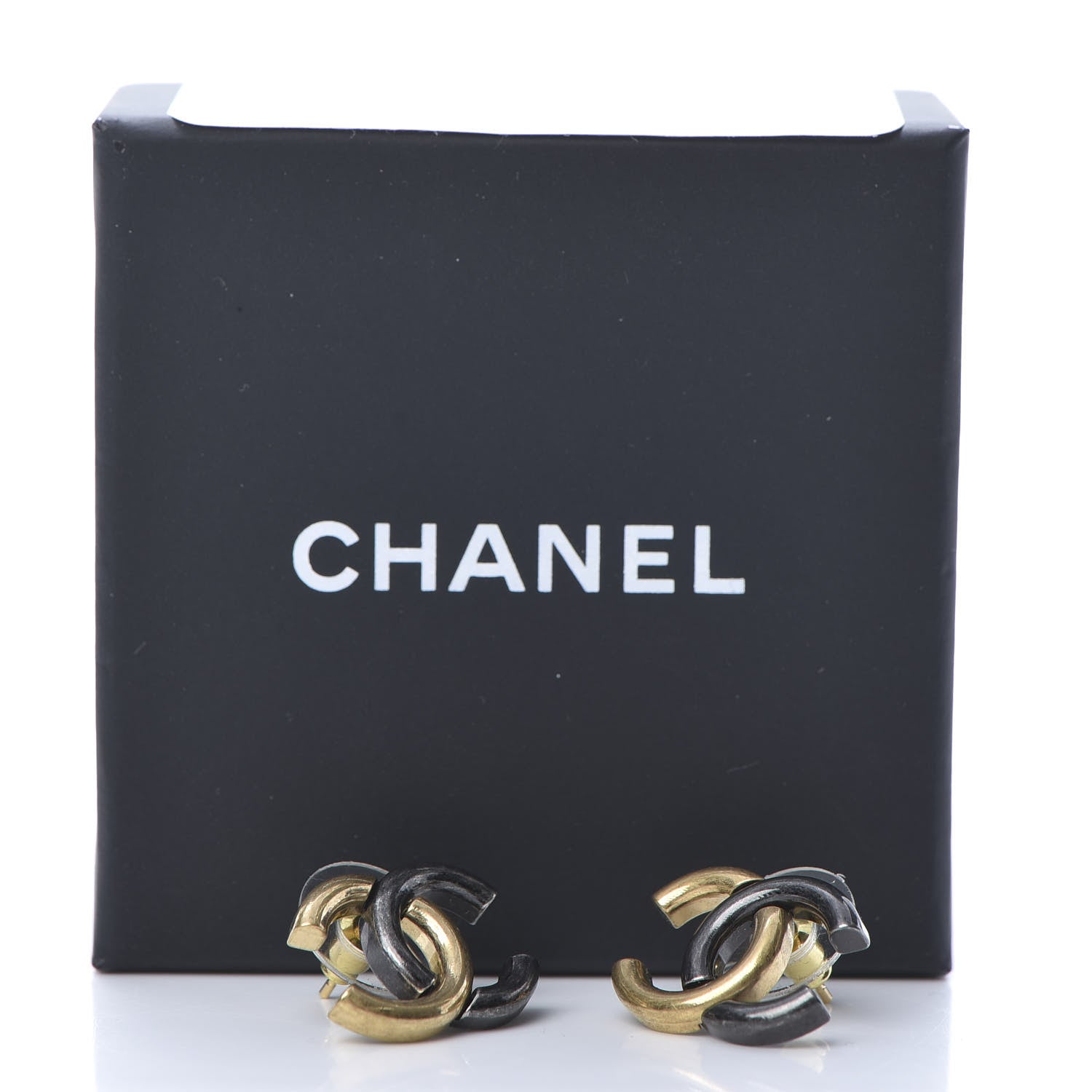 Chanel Metal CC Earrings Gold Ruthenium 5 of 5