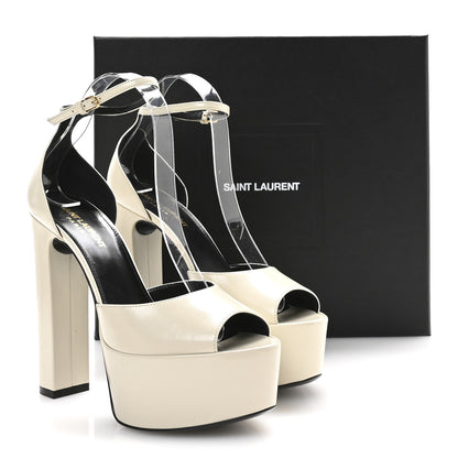 Saint Laurent Lambskin Jodie Platform Sandals 38 Pearl 9 of 9