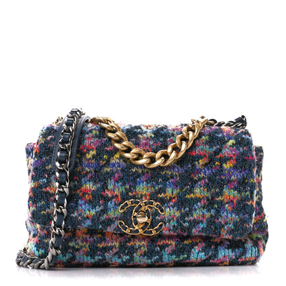 Chanel Tweed Quilted Medium Chanel 19 Flap Dark Multicolor 1 of 10