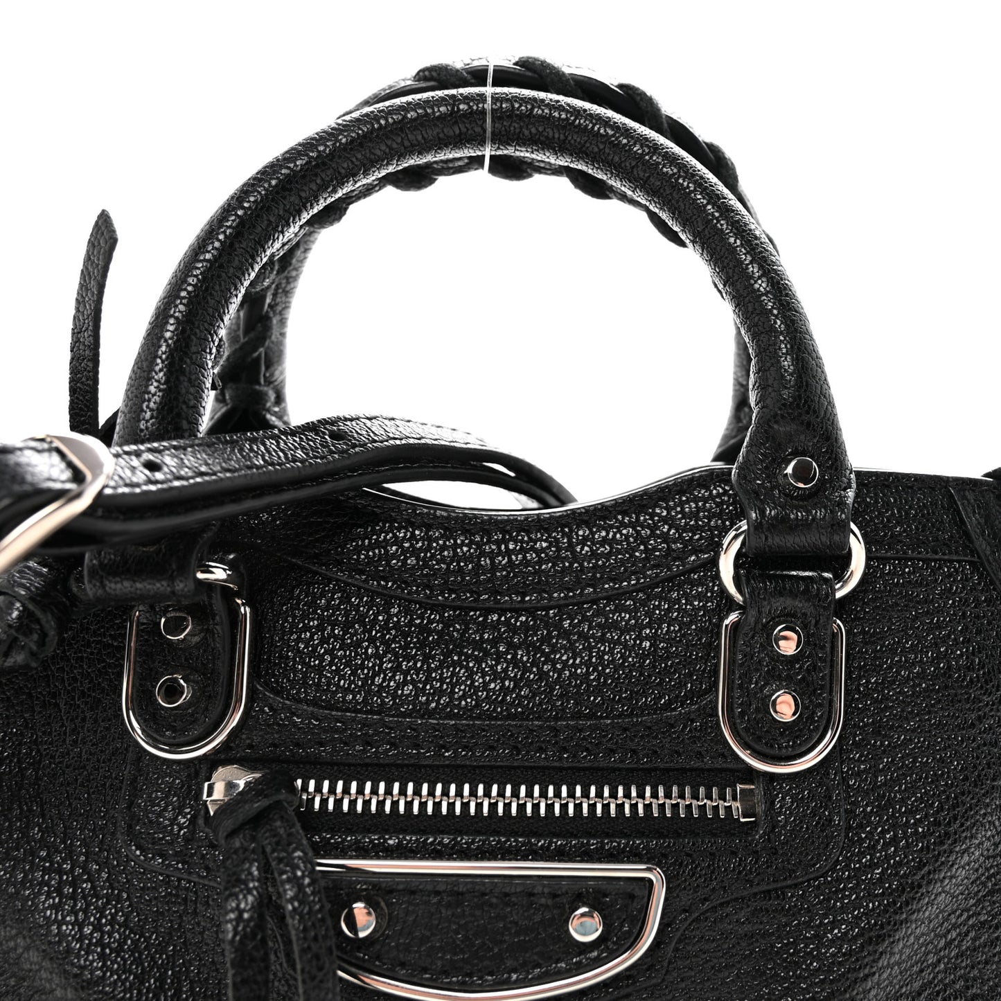 Chevre Silver Metallic Edge Hardware Nano City Black
