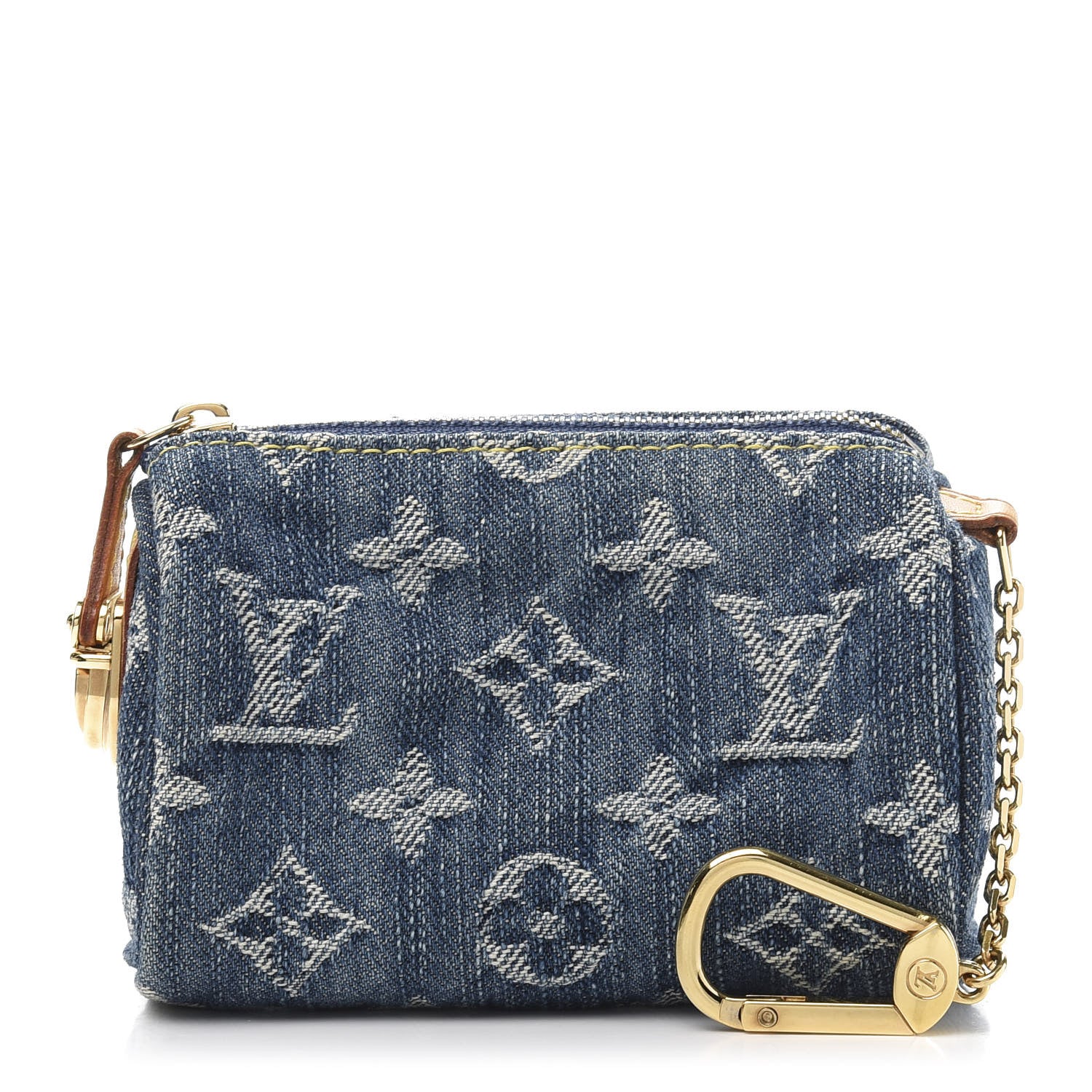 Louis Vuitton Monogram Denim Pochette Speedy PM Key Holder Blue 1 of 9