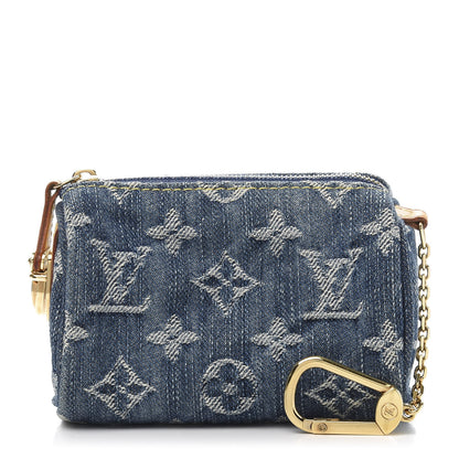 Louis Vuitton Monogram Denim Pochette Speedy PM Key Holder Blue 1 of 9