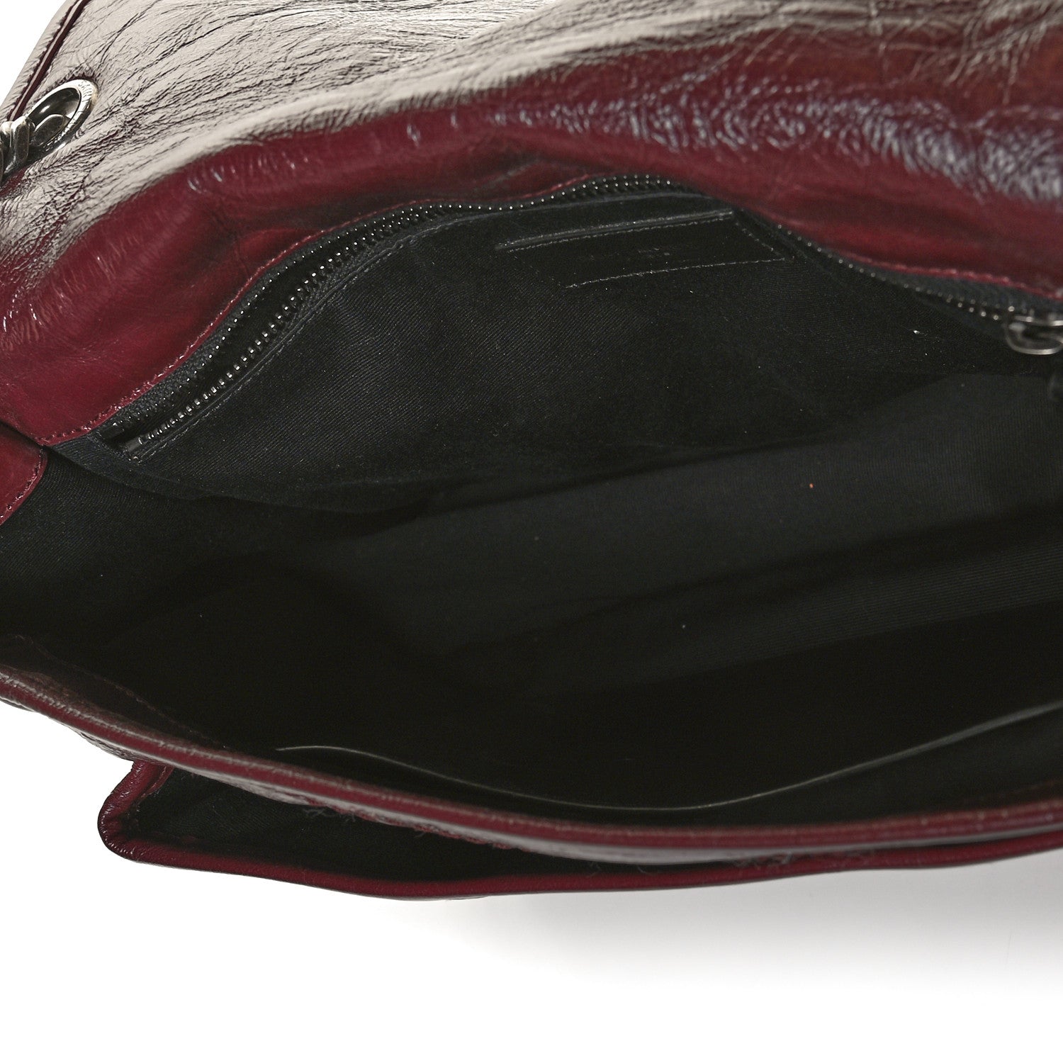Saint Laurent Crinkled Calfskin Matelasse Monogram Medium Niki Chain Satchel Burgundy 11 of 13
