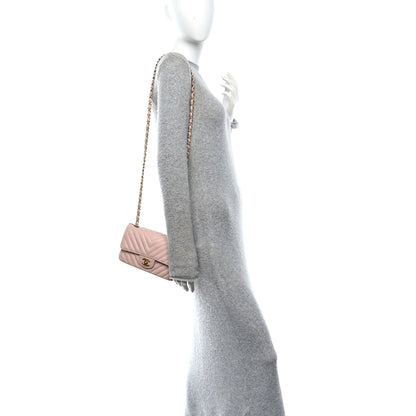 Chanel Calfskin Chevron Quilted Mini Rectangular Flap Light Pink 2 of 10