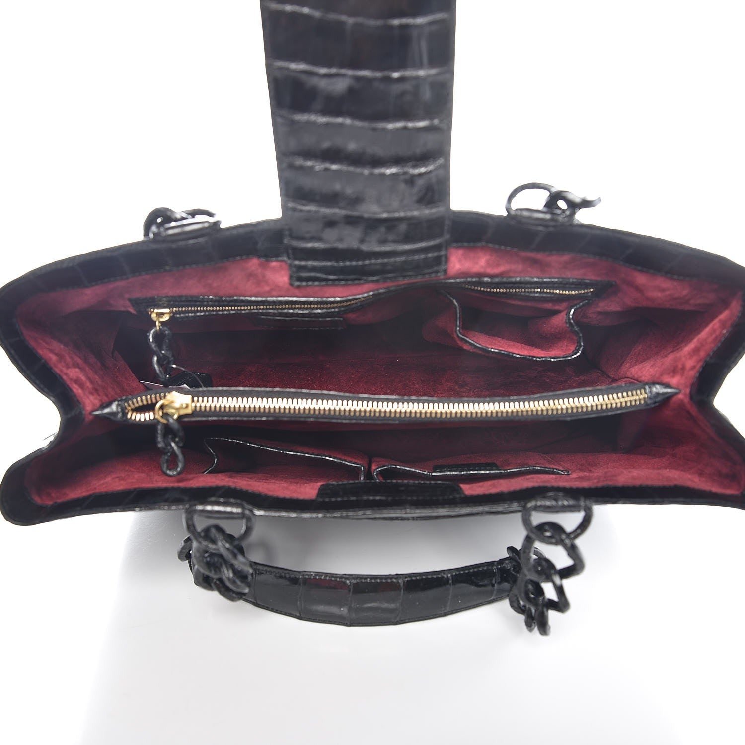 Nancy Gonzalez Glossy Crocodile Chain Tote Black 5 of 15
